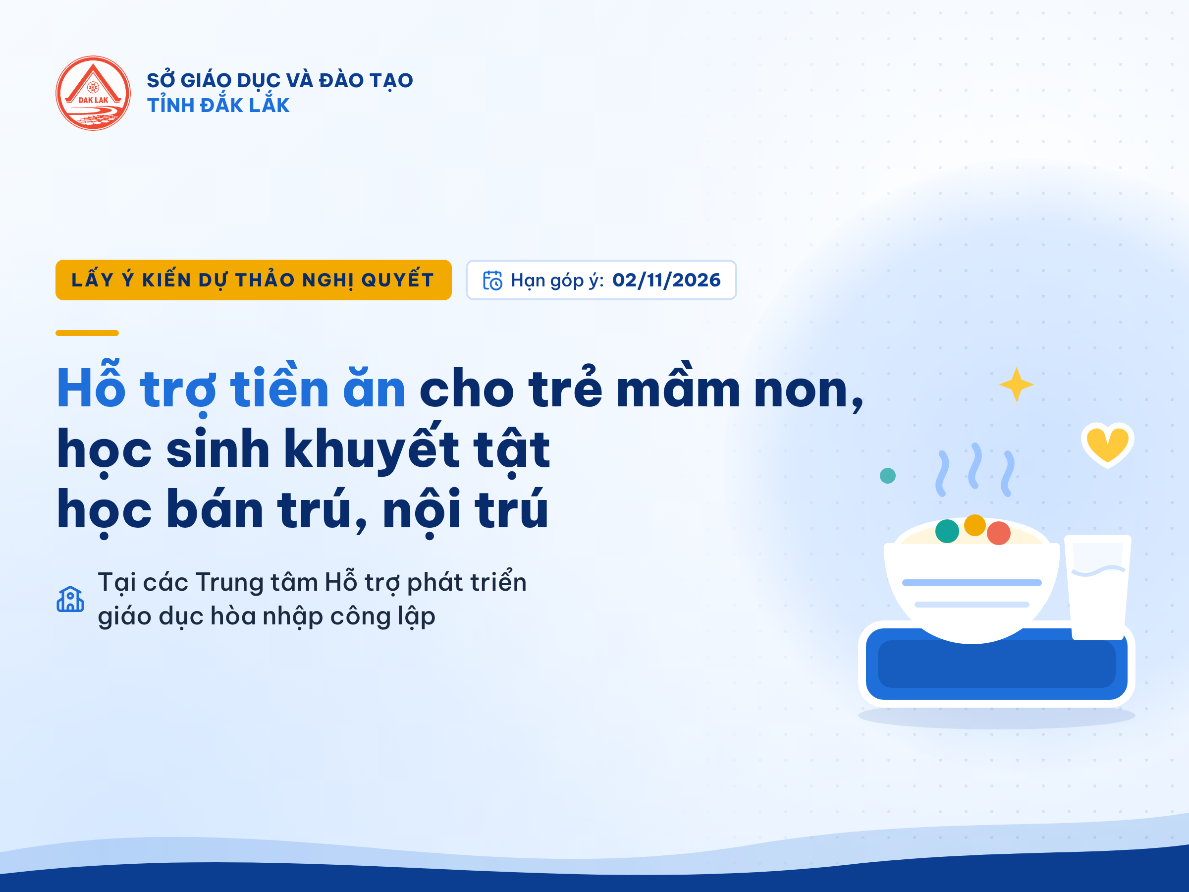 Lấy ý kiến dự thảo Nghị quyết hỗ trợ tiền ăn cho trẻ mầm non, học sinh khuyết tật tại các Trung tâm Hỗ trợ phát triển giáo dục hòa nhập