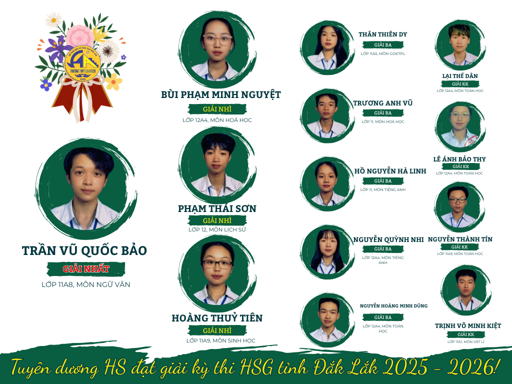 Vinh danh HS đạt giải kỳ thi HSG cấp tỉnh năm học 2025 - 2026!