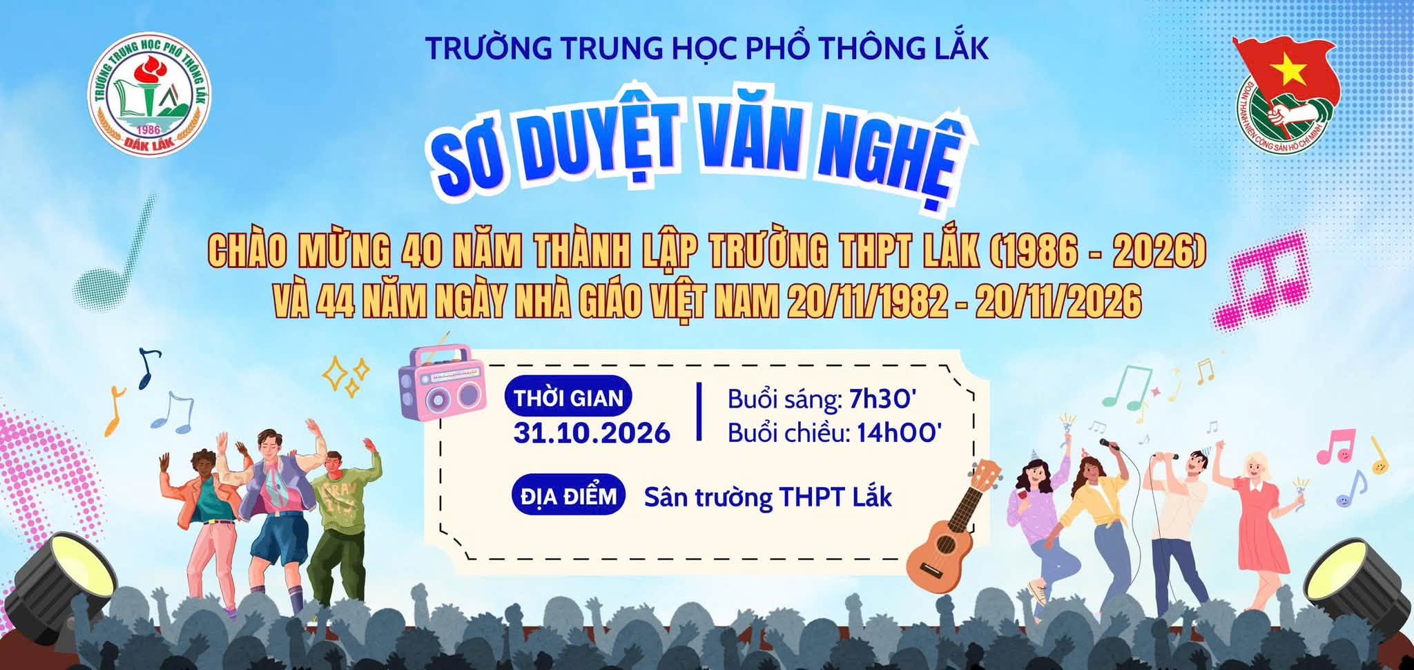 THỨ TỰ SƠ DUYỆT VĂN NGHỆ CHÀO MỪNG 40 NĂM THÀNH LẬP TRƯỜNG THPT LẮK (1986–2026) VÀ 44 NĂM NGÀY NHÀ GIÁO VIỆT NAM (20/11/1982 - 20/11/2026) 