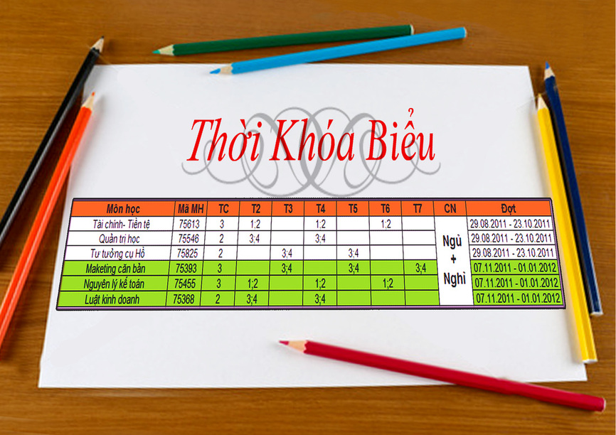 Lịch học trực tuyến. Áp dụng từ 13-4-20