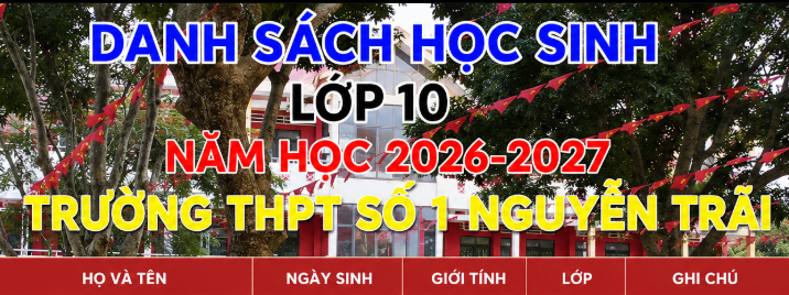 Danh sách lớp 10, Năm học 2026-2027