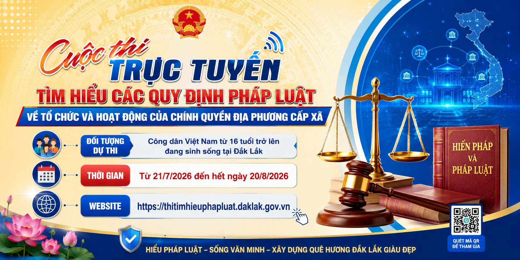 HƯỞNG ỨNG CUỘC THI TRỰC TUYẾN TÌM HIỂU CÁC QUY ĐỊNH PHÁP LUẬT VỀ  TỔ CHỨC VÀ HOẠT ĐỘNG CỦA CHÍNH QUYỀN ĐỊA PHƯƠNG CẤP XÃ