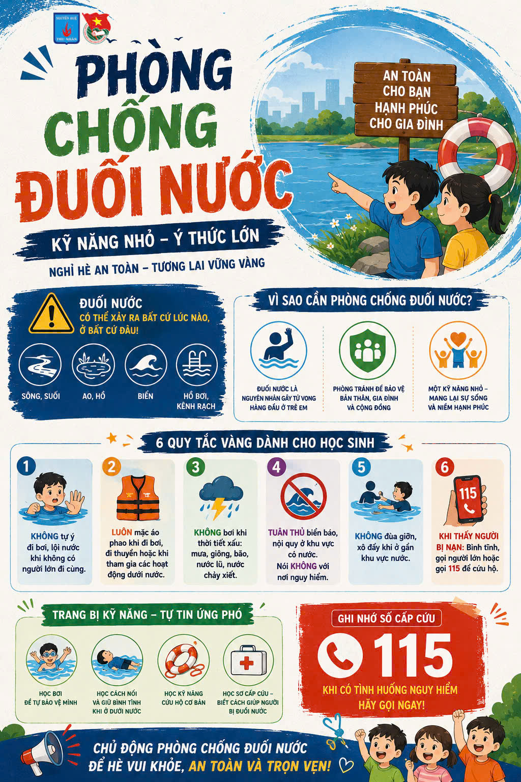 Tăng cường tuyên truyền phòng, chống đuối nước cho học sinh trong dịp hè năm 2026.