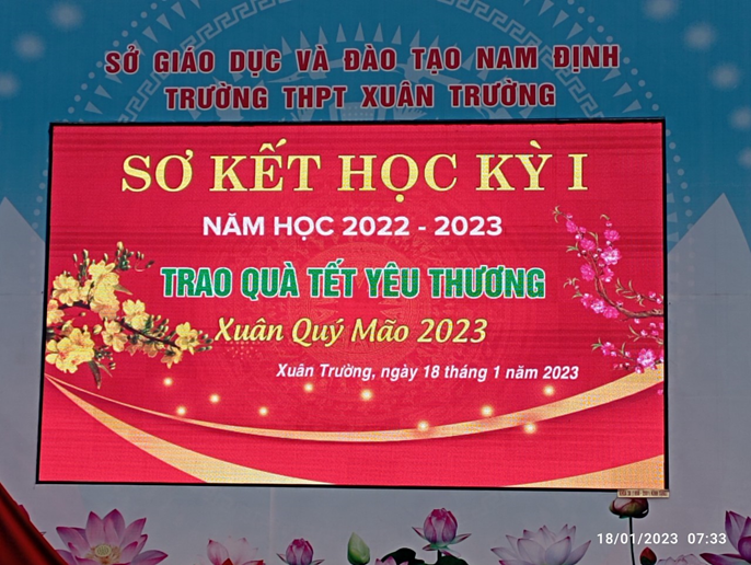 Trường THPT Xuân Trường tổ chức Lễ sơ kết học kì 1 năm học 2022-2023 và chương trình “Tết yêu thương” Xuân Quý Mão 2023.