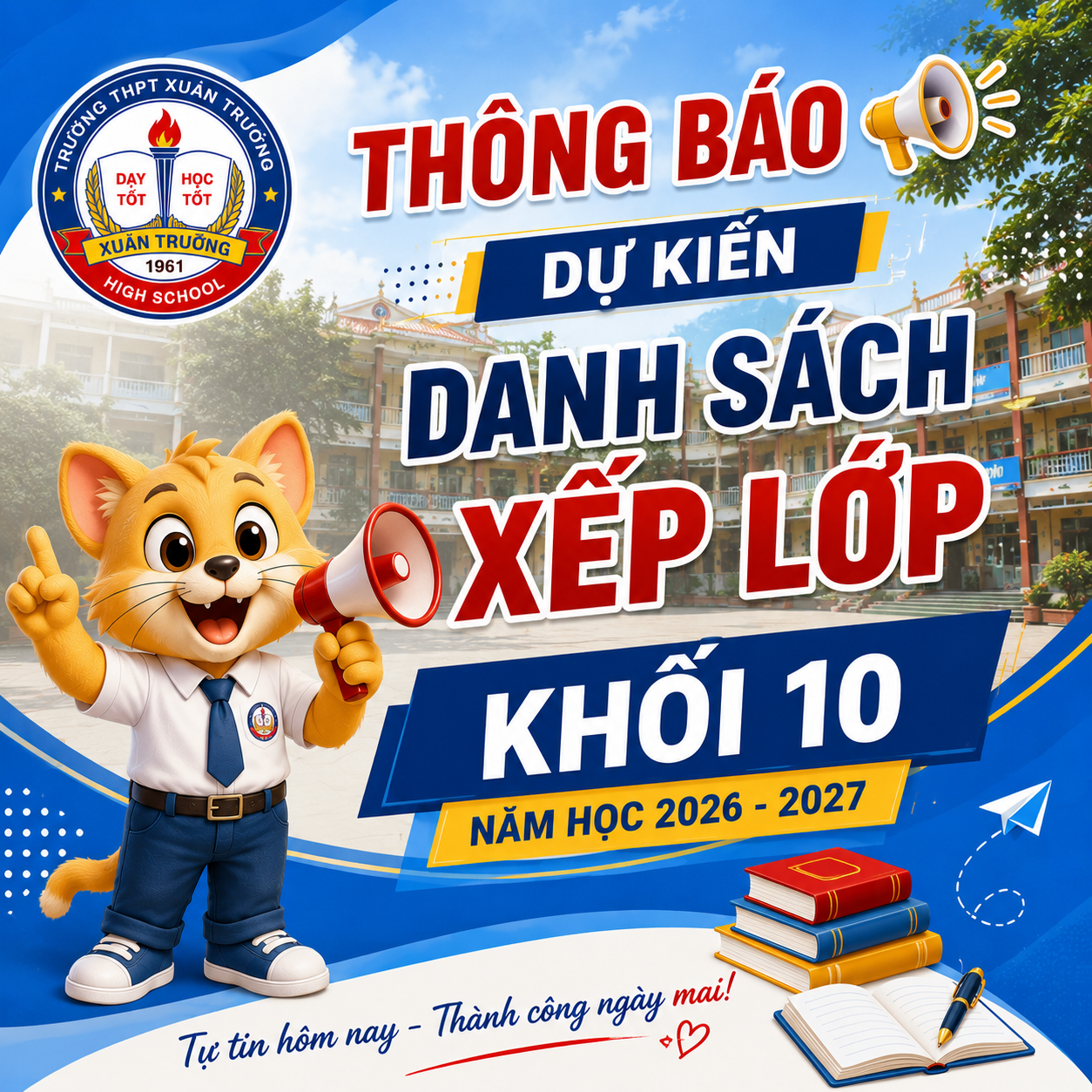 Danh sách dự kiến xếp lớp khối 10 năm học 2026-2027